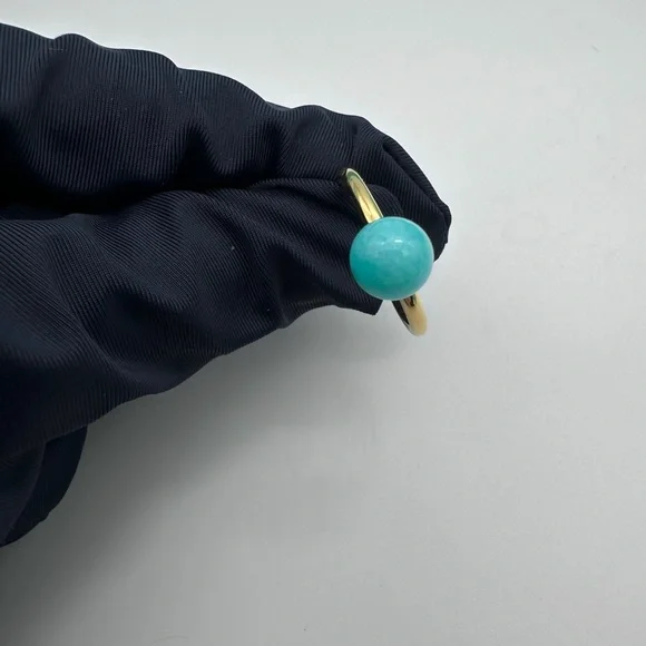 Tiffany & Co. New Size 8 18k Yellow Gold Amazonite 8mm Hardware Ball Ring - Picture 5 of 9